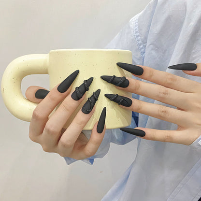 Shadow Serpent｜Oval Black Nail｜Press On Nails