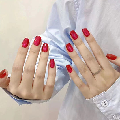 Dragon Fruit｜Coffin Rose Red Nail｜Press On Nails