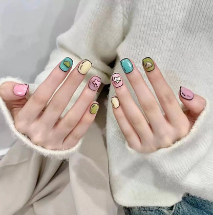 2D Girl｜Coffin Dopamine Nail｜Press On Nails