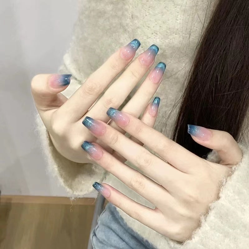 Ethereal Zephyrs｜Coffin Pink & Blue Nail｜Press On Nails