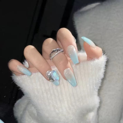 Gradient Icicle｜Coffin Blue Nail｜Press On Nails