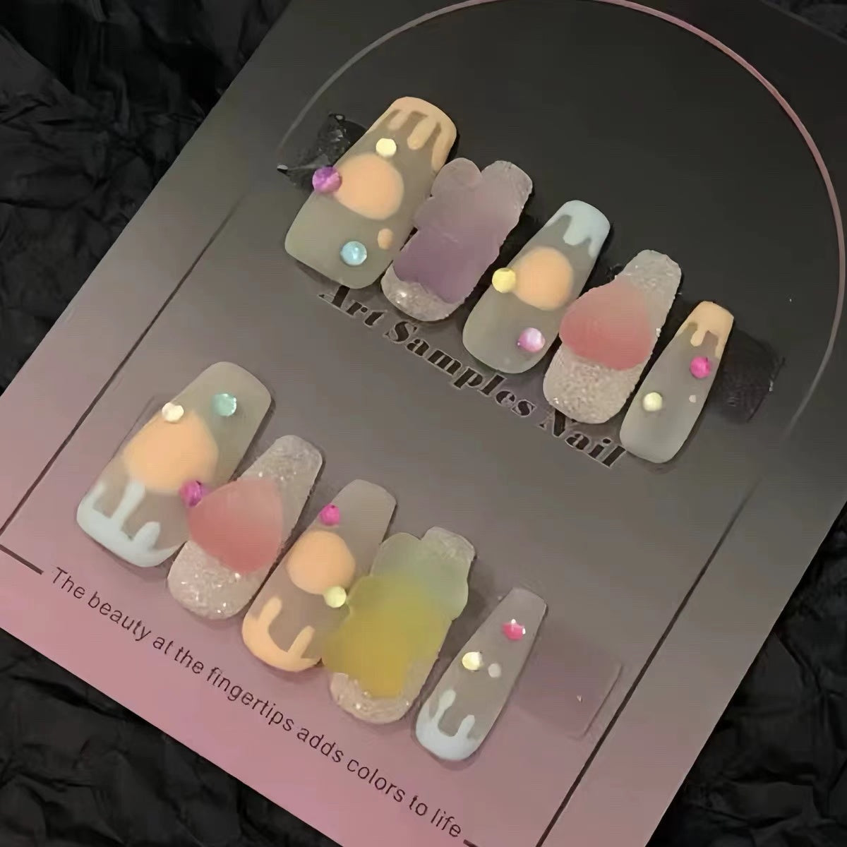 Chewy Fruit Candies｜Coffin Rainbow Nail｜Press On Nails