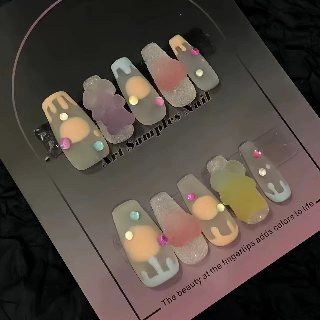 Chewy Fruit Candies｜Coffin Rainbow Nail｜Press On Nails