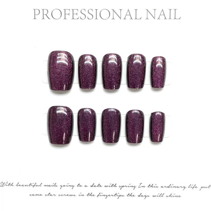 Plum Sauce｜Coffin Purple Nail｜Press On Nails