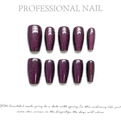 Plum Sauce｜Coffin Purple Nail｜Press On Nails