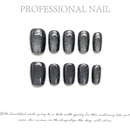 Obsidian Enigma｜Coffin Black Nail｜Press On Nails