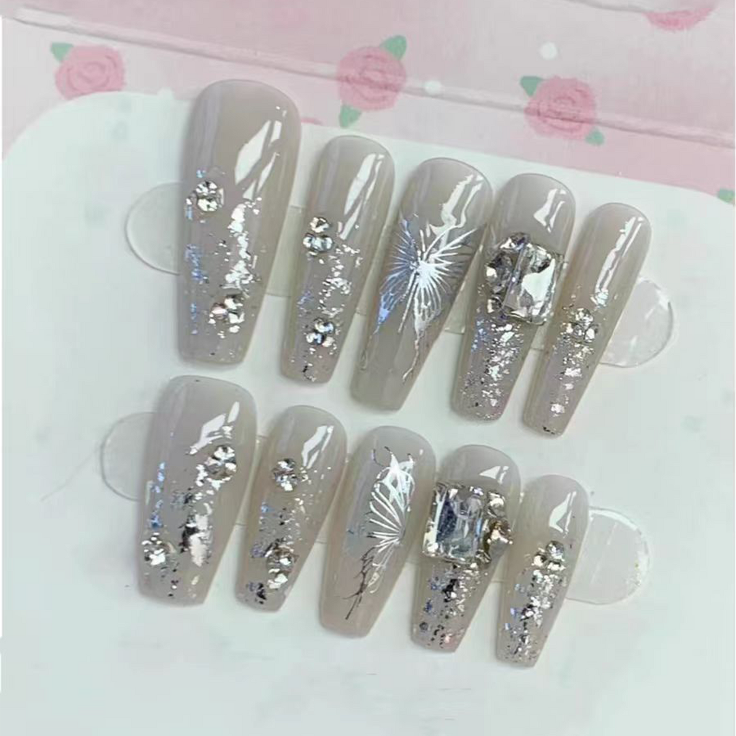 Cinderella｜White Gradient Nail｜Press On Nails