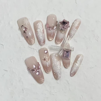 Snow Sprite｜French Pink Diamond Nail｜Press On Nails