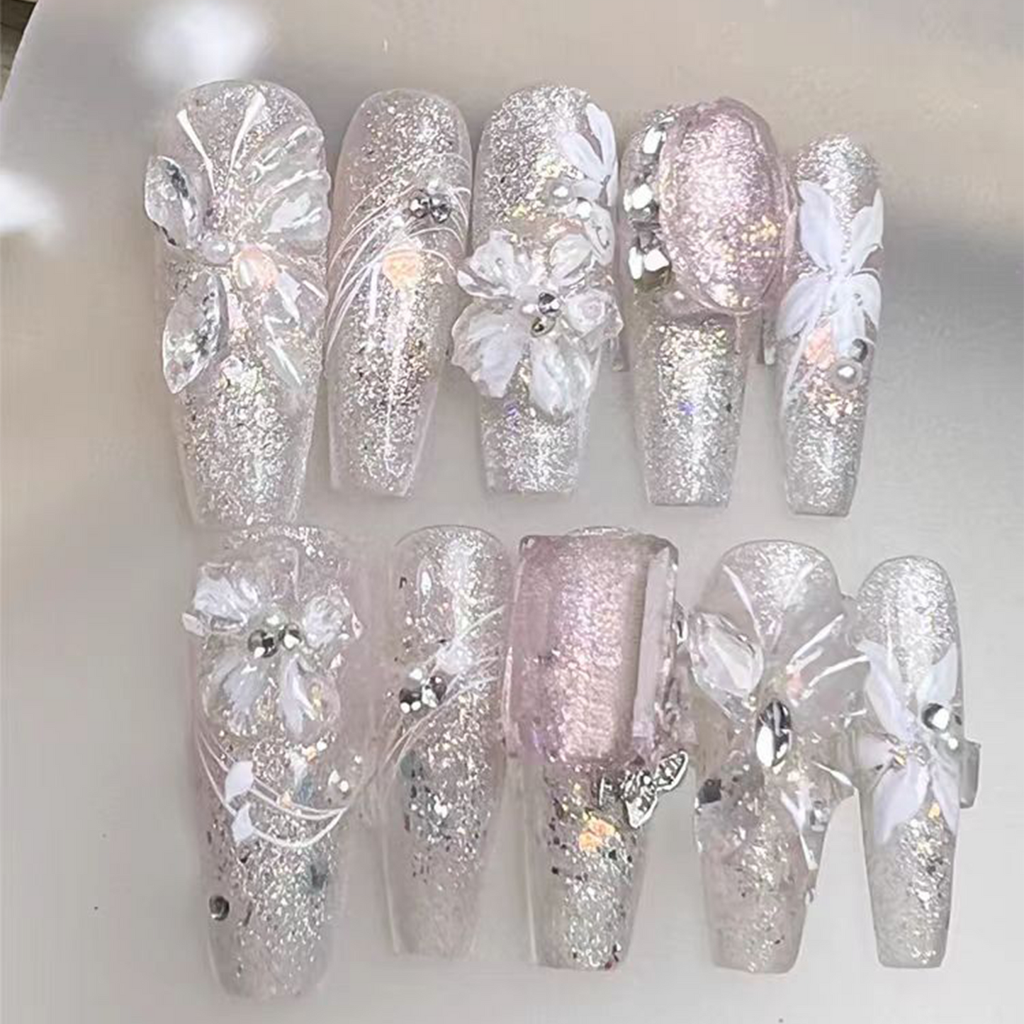 Divine Icicle Blossom｜Big Diamond Nail｜Press On Nails