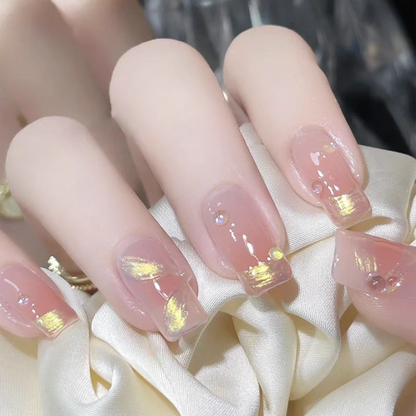 Crinkled Aurora｜Pink Coffin Nail｜Press On Nails