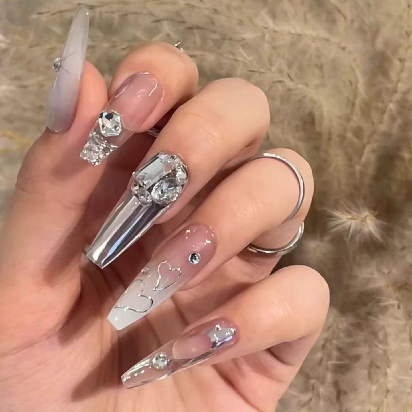 Magical Mirror | Silver Nail Stiletto｜Press On Nails