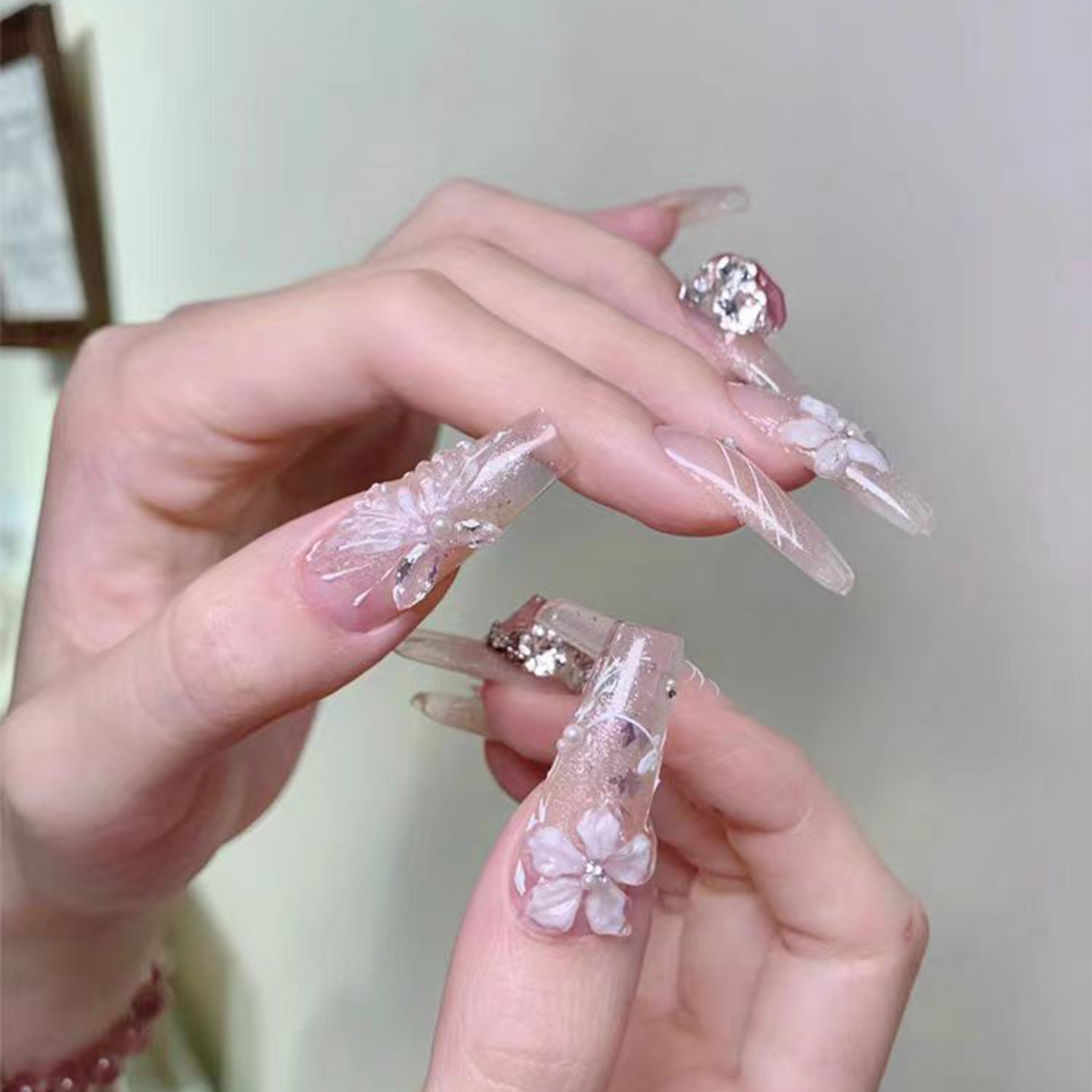 Divine Icicle Blossom｜Big Diamond Nail｜Press On Nails