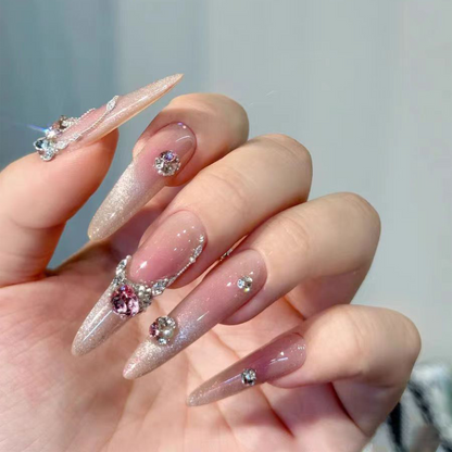 Cat's Eye｜Pink French Nail Tips｜Press On Nails